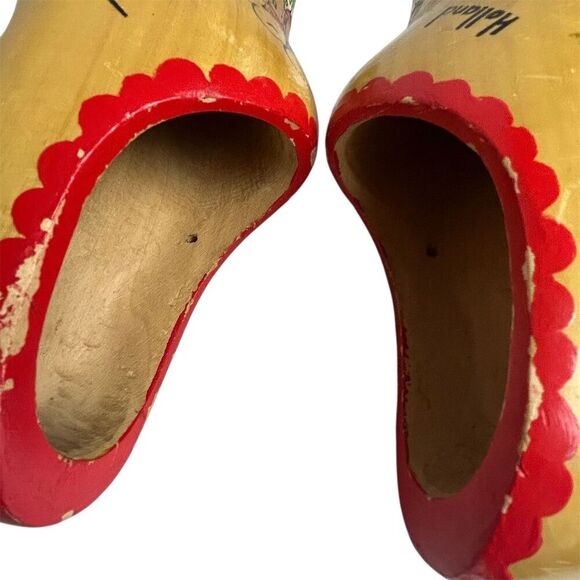 Vintage Hand Painted Holland Windmill Wooden Dutch Clogs - Picture 4 of 16